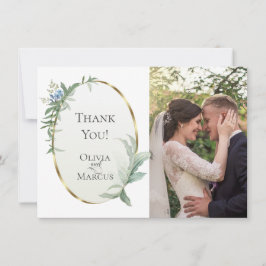 Tarjeta De Agradecimiento Foto de boda | Hojas tropicales elegantes modernas