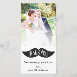 Tarjeta De Agradecimiento Foto de boda imagen bigote negro gracias