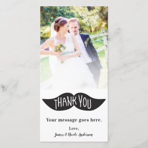 Tarjeta De Agradecimiento Foto de boda imagen bigote negro gracias