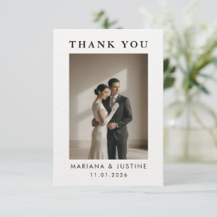 Tarjeta De Agradecimiento Foto de boda minimalista de invierno editorial M
