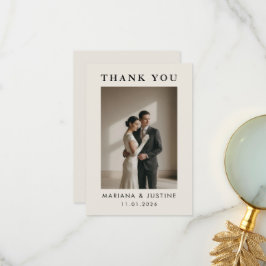 Tarjeta De Agradecimiento Foto de boda minimalista editorial de invierno | M