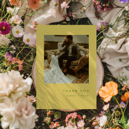 Tarjeta De Agradecimiento Foto de boda minimalista moderna de color amarillo