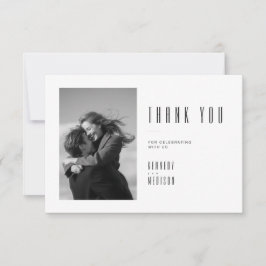 Tarjeta De Agradecimiento Foto de boda minimalista moderna en blanco y negro
