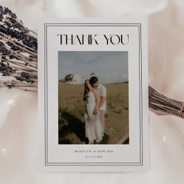 Tarjeta De Agradecimiento Foto de boda minimalista moderna en blanco y negro