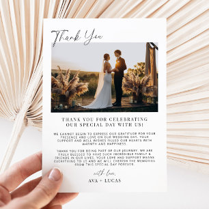 Tarjeta De Agradecimiento Foto de Boda Minimalista moderno