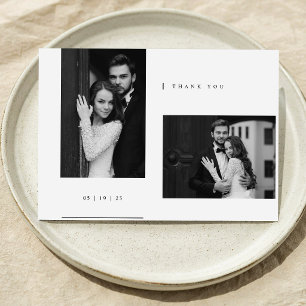 Tarjeta De Agradecimiento Foto de boda minimalista simple