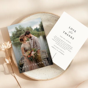 Tarjeta De Agradecimiento Foto de Boda Minimalista simple y moderna