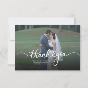 Tarjeta De Agradecimiento Foto de boda moderna con letra a mano