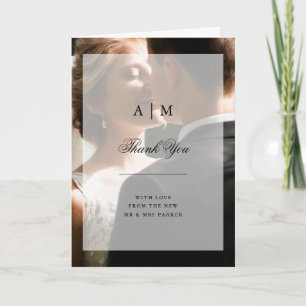 Tarjeta De Agradecimiento Foto de boda moderna con superposición   Gracias