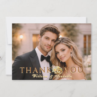 Tarjeta De Agradecimiento Foto de boda moderna elegante personalizada