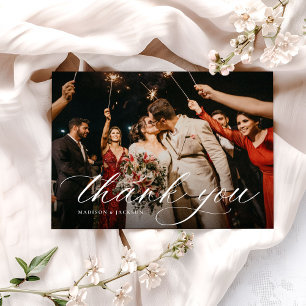 Tarjeta De Agradecimiento Foto de boda moderna elegante simple