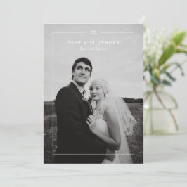 Tarjeta De Agradecimiento Foto de boda moderna en blanco y negro atemporal