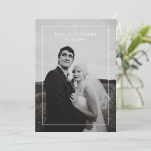 Tarjeta De Agradecimiento Foto de boda moderna en blanco y negro atemporal