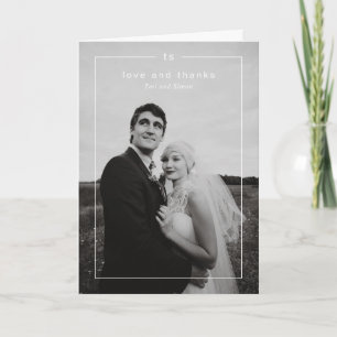 Tarjeta De Agradecimiento Foto de boda moderna en blanco y negro atemporal