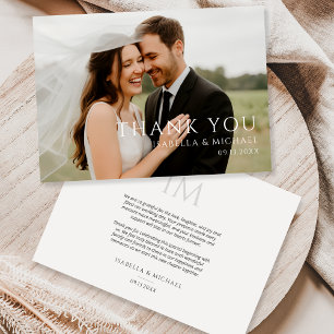 Tarjeta De Agradecimiento Foto de boda moderna minimalista elegante