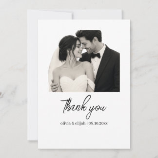 Tarjeta De Agradecimiento Foto de boda moderna minimalista simple y elegante