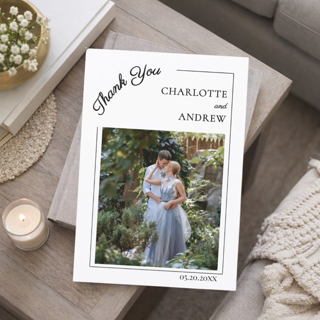 Tarjeta De Agradecimiento Foto de boda moderna simple (Subido por el creador)