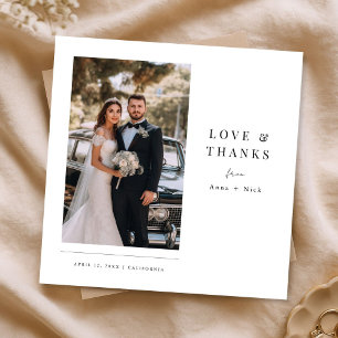 Tarjeta De Agradecimiento Foto de boda moderna simple recién casados Cuadrad