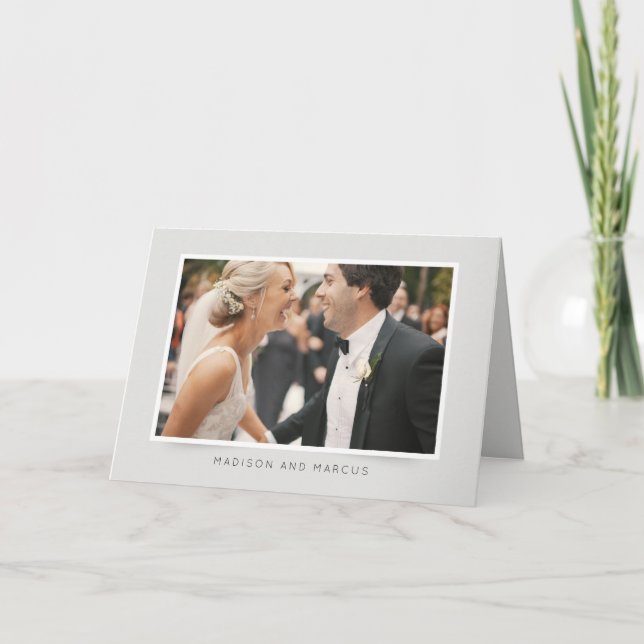 Tarjeta De Agradecimiento Foto de boda moderna y elegante | Gracias (Anverso)