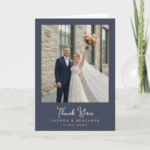Tarjeta De Agradecimiento Foto de boda naval alegre