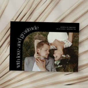 Tarjeta De Agradecimiento Foto de boda negra de amor y gratitud