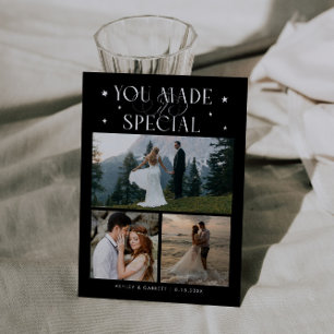Tarjeta De Agradecimiento Foto de boda negra 'Lo hiciste especial'