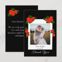 Foto de boda personalizada con rosas rojas negras