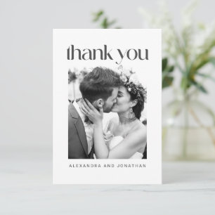 Tarjeta De Agradecimiento Foto de boda personalizada moderna minimalista de 