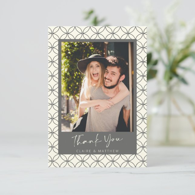 Tarjeta De Agradecimiento Foto de Boda personalizado Art Deco (Anverso de pie)