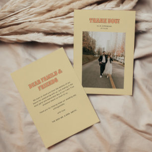 Tarjeta De Agradecimiento Foto de boda retro moderna y audaz de ELLIE
