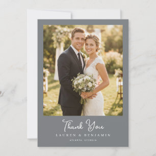 Tarjeta De Agradecimiento Foto de Boda Romántica Gris