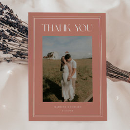 Tarjeta De Agradecimiento Foto de boda rosa polvoriento elegante moderno