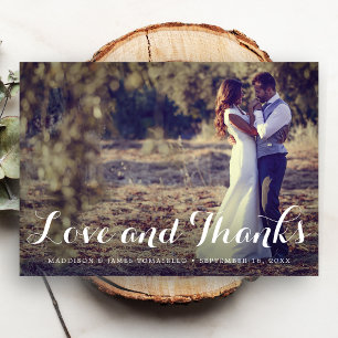 Tarjeta De Agradecimiento Foto de boda RÚSTICA de AMOR y GRACIAS
