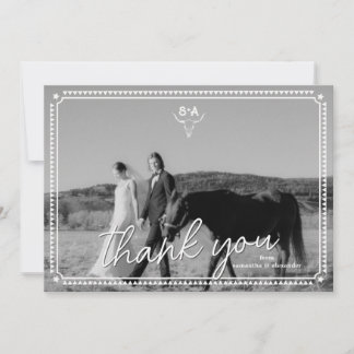 Tarjeta De Agradecimiento Foto de boda rústica del sudoeste de Estados Unido