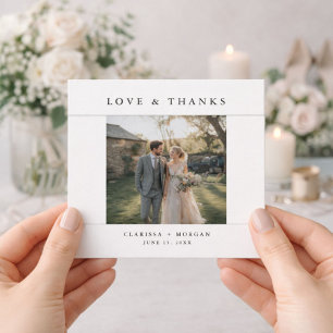 Tarjeta De Agradecimiento Foto de boda rústica moderna simple de amor y agra