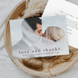 Tarjeta De Agradecimiento Foto de boda Simple Amor y Gracias