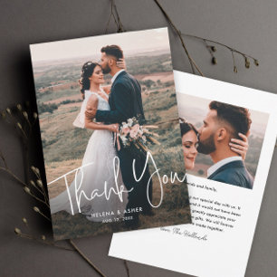 Tarjeta De Agradecimiento Foto de boda simple con guión moderno