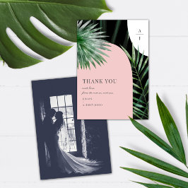 Tarjeta De Agradecimiento Foto de Boda tropical de arcos de monograma