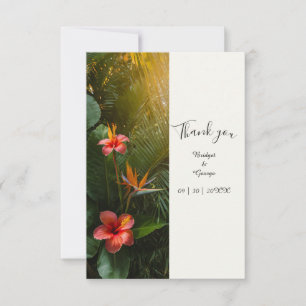 Tarjeta De Agradecimiento Foto de boda tropical de ave del paraíso en Hawái