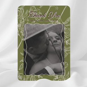 Tarjeta De Agradecimiento Foto de boda verde botánica