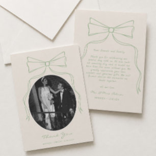 Tarjeta De Agradecimiento Foto de boda verde con arco dibujado a mano