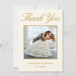 Tarjeta De Agradecimiento Foto de boda vintage marfil en sala de baile moder