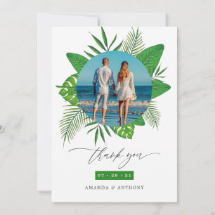 Tarjeta De Agradecimiento Foto de bodas en playa tropical