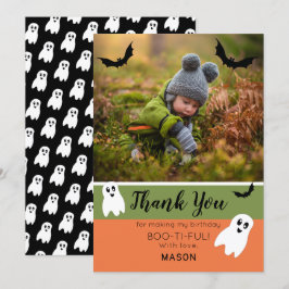 Tarjeta De Agradecimiento Foto de Boo Halloween Cumpleaños Ghost
