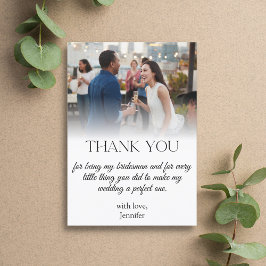 Tarjeta De Agradecimiento foto de bridesman con letra elegante
