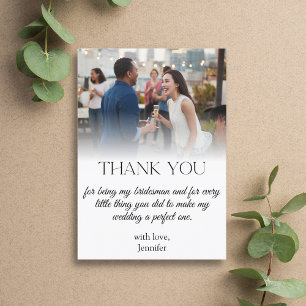 Tarjeta De Agradecimiento foto de bridesman con letra elegante