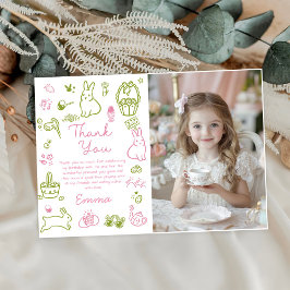 Tarjeta De Agradecimiento Foto de Brunch de Pascua Rosa y Verde y búsqueda d