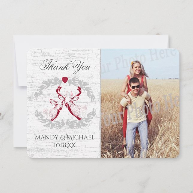 Tarjeta De Agradecimiento Foto de Buck and Doe Birch (Anverso)