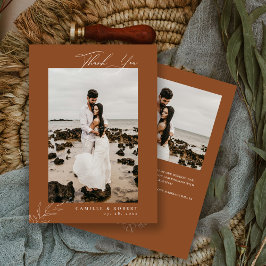 Tarjeta De Agradecimiento Foto de Caligrafía de Terracota Minimalista Modern