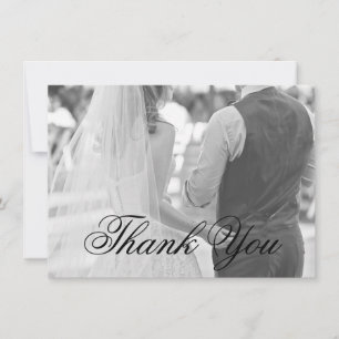 Tarjeta De Agradecimiento Foto de Caligrafía Elegante Boda Formal